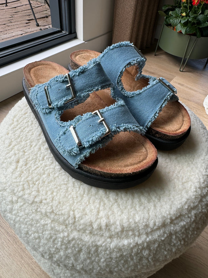 Denim slippers