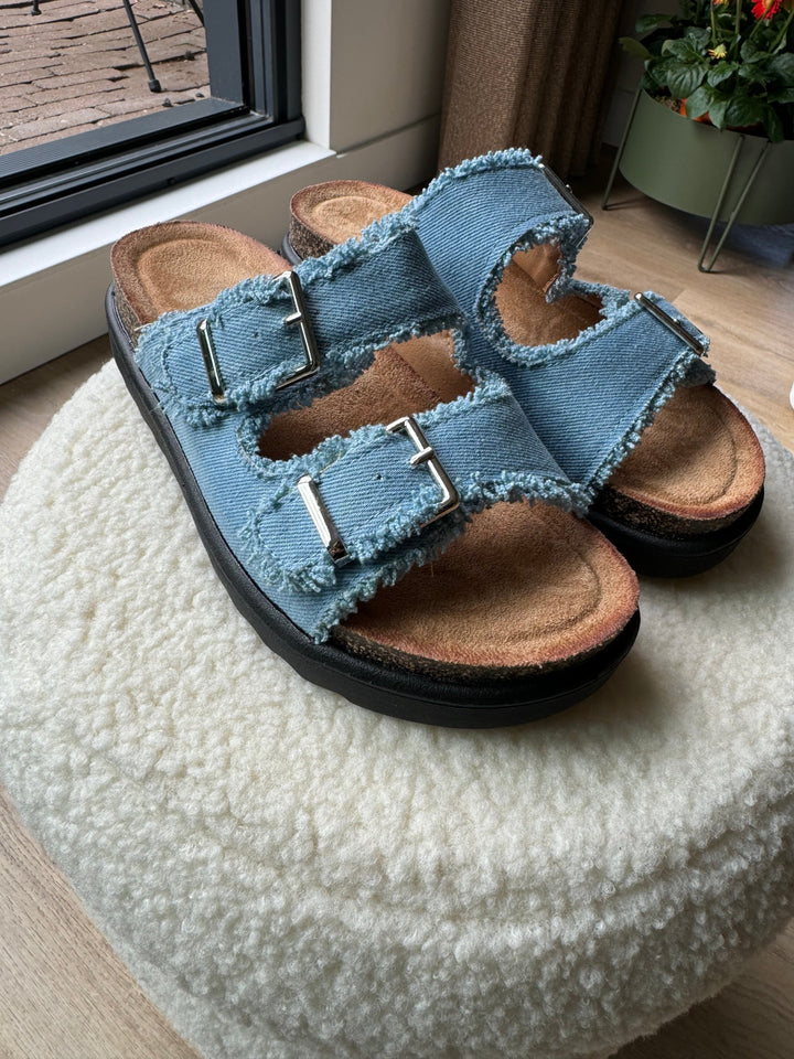 Denim slippers