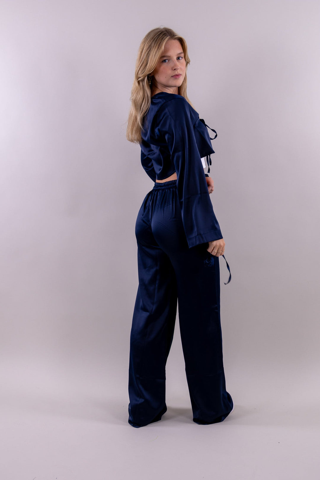 Sky satin pants