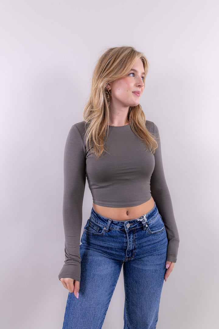 Leah Essential Top – Cropped Langarm