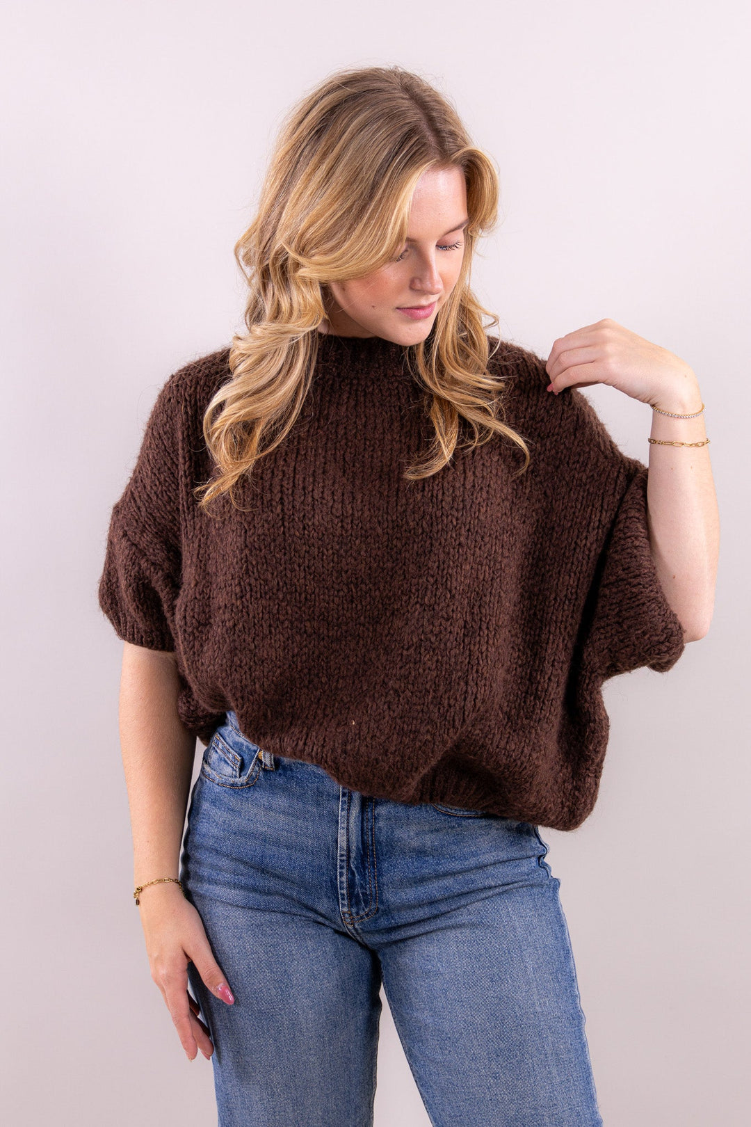 Leah’s Kurzarm-Strickpullover