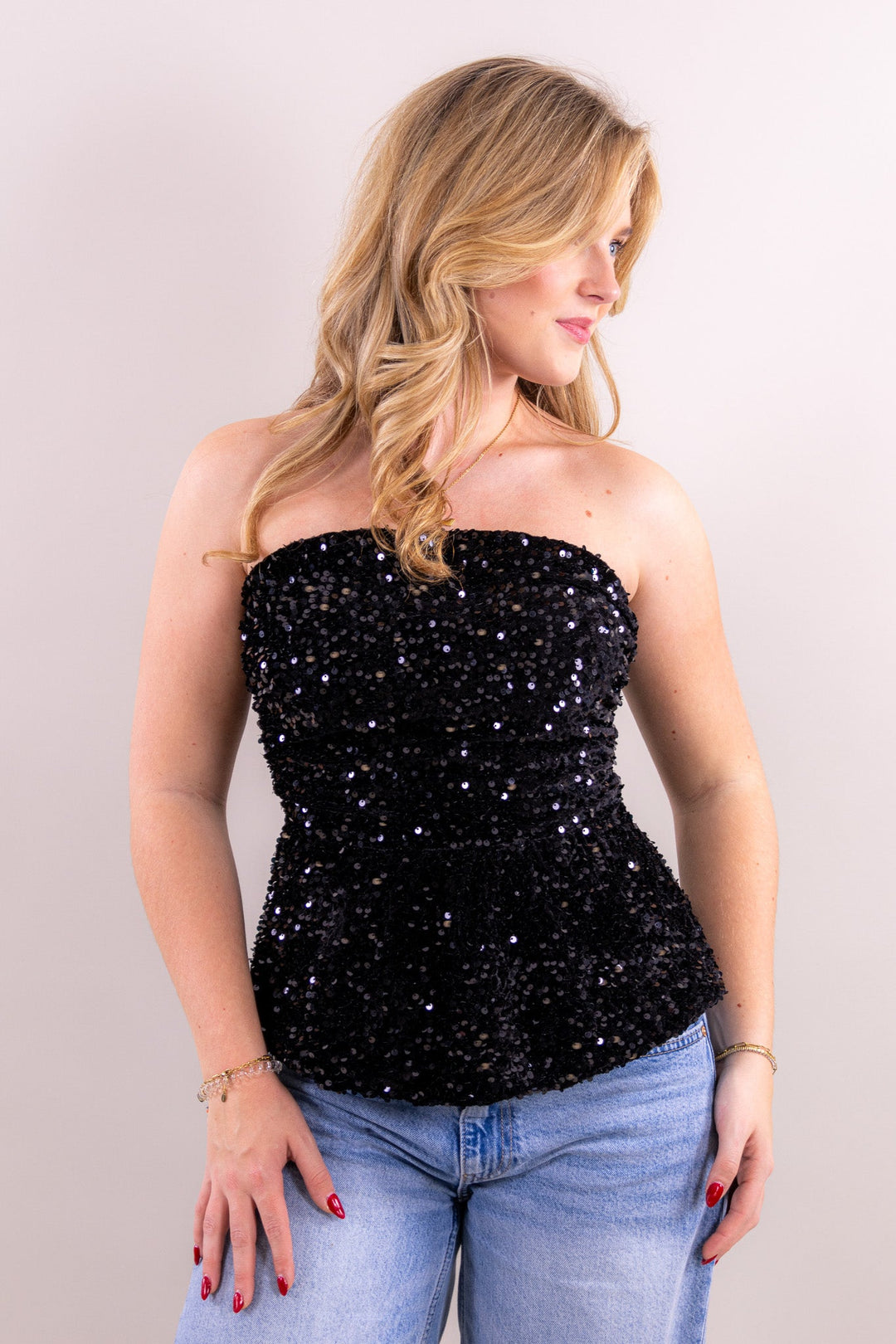 Charlotte Peplum Glitzer-Top