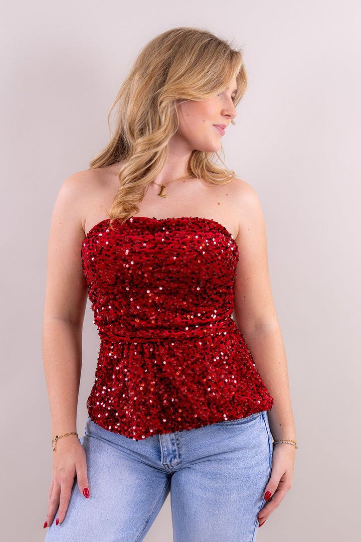 Charlotte Peplum Glitzer-Top